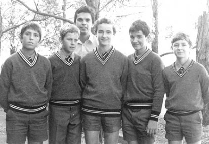 Brian Townsend with debating students - 1985